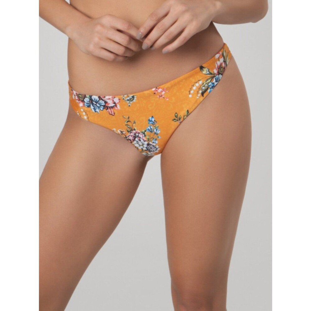 Agua Bendita Zoe Tunisia Swim Bikini Bottom Gold Blue Size XL Floral